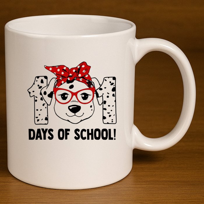 101 Days Of School Dalmatian Dog Teachers Gift 11oz C Handle Ceramic Mug