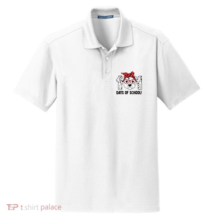 101 Days Of School Dalmatian Dog Teachers Gift Dry Zone Grid Polo