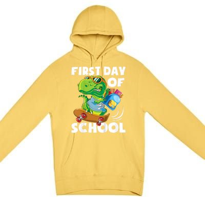 1st Day Of Kindergarten Is Gonna Be Jawsome Dinosaur Boy Premium Pullover Hoodie