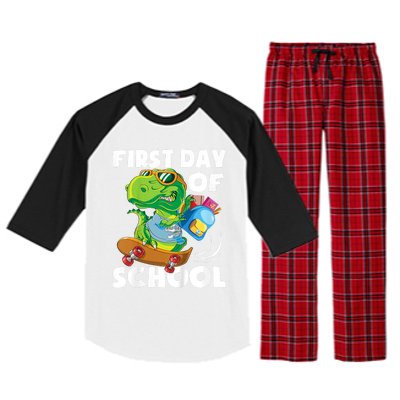 1st Day Of Kindergarten Is Gonna Be Jawsome Dinosaur Boy Raglan Sleeve Pajama Set