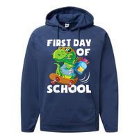 1st Day Of Kindergarten Is Gonna Be Jawsome Dinosaur Boy Performance Fleece Hoodie