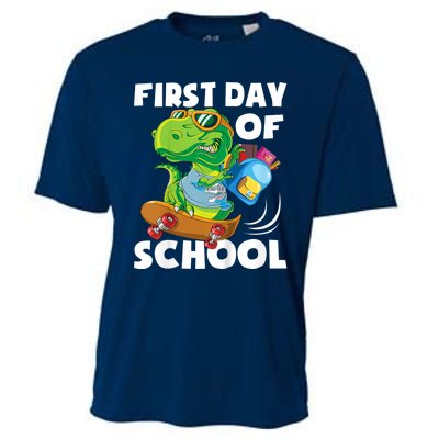 1st Day Of Kindergarten Is Gonna Be Jawsome Dinosaur Boy Cooling Performance Crew T-Shirt