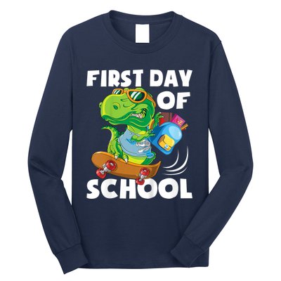 1st Day Of Kindergarten Is Gonna Be Jawsome Dinosaur Boy Long Sleeve Shirt