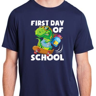 1st Day Of Kindergarten Is Gonna Be Jawsome Dinosaur Boy Adult ChromaSoft Performance T-Shirt