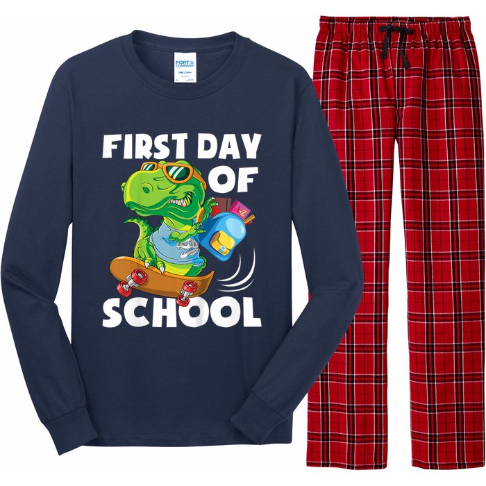 1st Day Of Kindergarten Is Gonna Be Jawsome Dinosaur Boy Long Sleeve Pajama Set