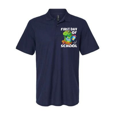 1st Day Of Kindergarten Is Gonna Be Jawsome Dinosaur Boy Softstyle Adult Sport Polo