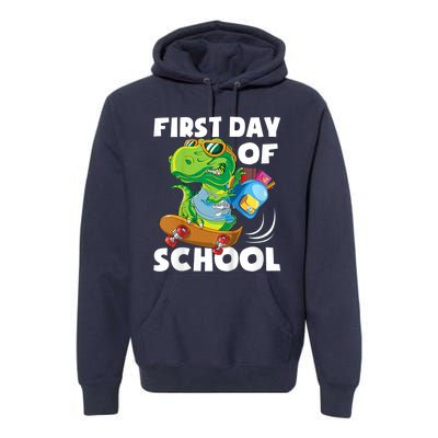 1st Day Of Kindergarten Is Gonna Be Jawsome Dinosaur Boy Premium Hoodie