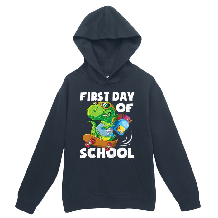 1st Day Of Kindergarten Is Gonna Be Jawsome Dinosaur Boy Urban Pullover Hoodie