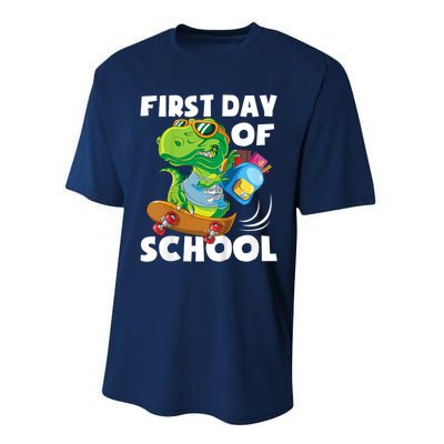 1st Day Of Kindergarten Is Gonna Be Jawsome Dinosaur Boy Performance Sprint T-Shirt