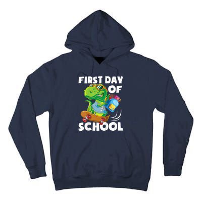 1st Day Of Kindergarten Is Gonna Be Jawsome Dinosaur Boy Tall Hoodie