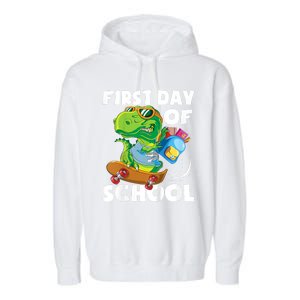 1st Day Of Kindergarten Is Gonna Be Jawsome Dinosaur Boy Garment-Dyed Fleece Hoodie