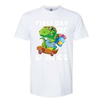 1st Day Of Kindergarten Is Gonna Be Jawsome Dinosaur Boy Softstyle CVC T-Shirt