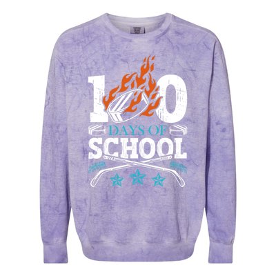 100 Days Of School Ice Hockey Game Sports Athletic Player Meaningful Gift Colorblast Crewneck Sweatshirt