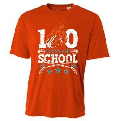 100 Days Of School Ice Hockey Game Sports Athletic Player Meaningful Gift Cooling Performance Crew T-Shirt