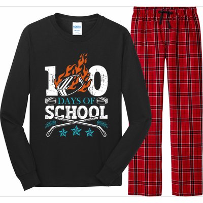 100 Days Of School Ice Hockey Game Sports Athletic Player Meaningful Gift Long Sleeve Pajama Set