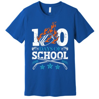 100 Days Of School Ice Hockey Game Sports Athletic Player Meaningful Gift Premium T-Shirt