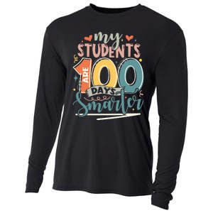 100th Day Of School My Students Are 100 Days Smarter Teacher Cooling Performance Long Sleeve Crew