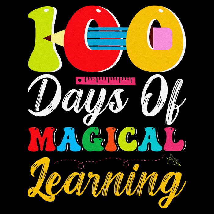 100 Days Of Magical Learning Colorful Fun Flat Bill Trucker Hat