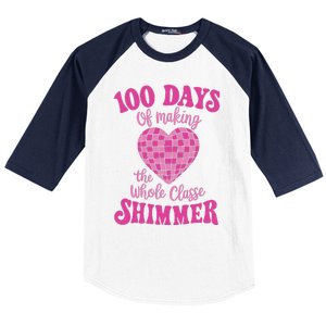 100 Days Of Making Whole Class Shimmer Groovy Disco Heart Baseball Sleeve Shirt