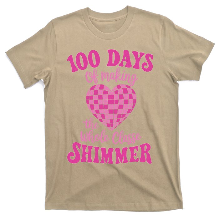 100 Days Of Making Whole Class Shimmer Groovy Disco Heart T-Shirt