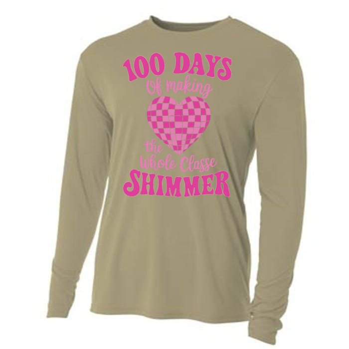 100 Days Of Making Whole Class Shimmer Groovy Disco Heart Cooling Performance Long Sleeve Crew