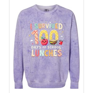 100 Days Of Lunch Woman School Cafeteria Worker Lunch Lady Gift Colorblast Crewneck Sweatshirt