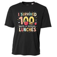 100 Days Of Lunch Woman School Cafeteria Worker Lunch Lady Gift Cooling Performance Crew T-Shirt