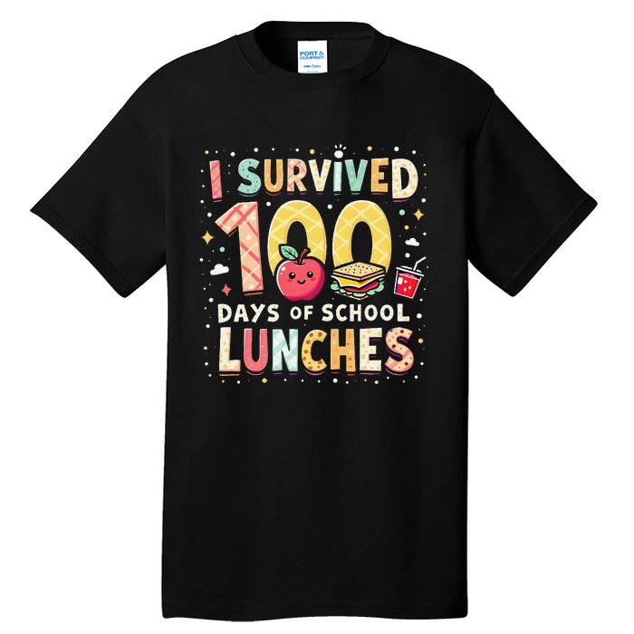 100 Days Of Lunch Woman School Cafeteria Worker Lunch Lady Gift Tall T-Shirt