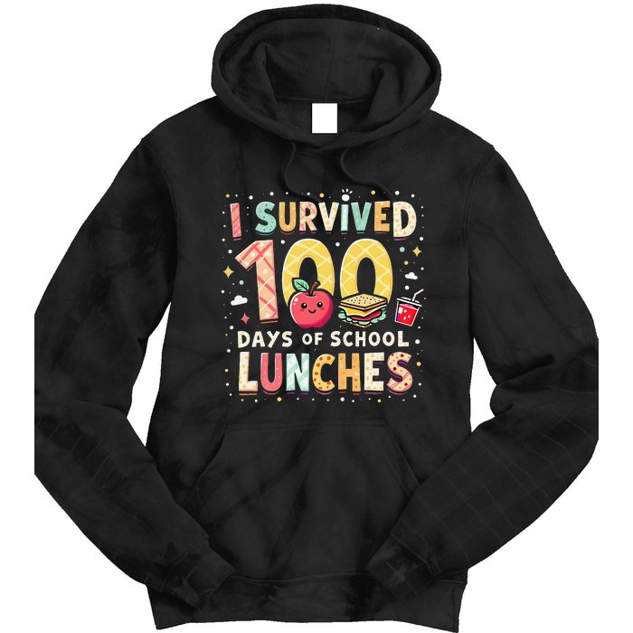 100 Days Of Lunch Woman School Cafeteria Worker Lunch Lady Gift Tie Dye Hoodie