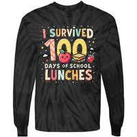 100 Days Of Lunch Woman School Cafeteria Worker Lunch Lady Gift Tie-Dye Long Sleeve Shirt