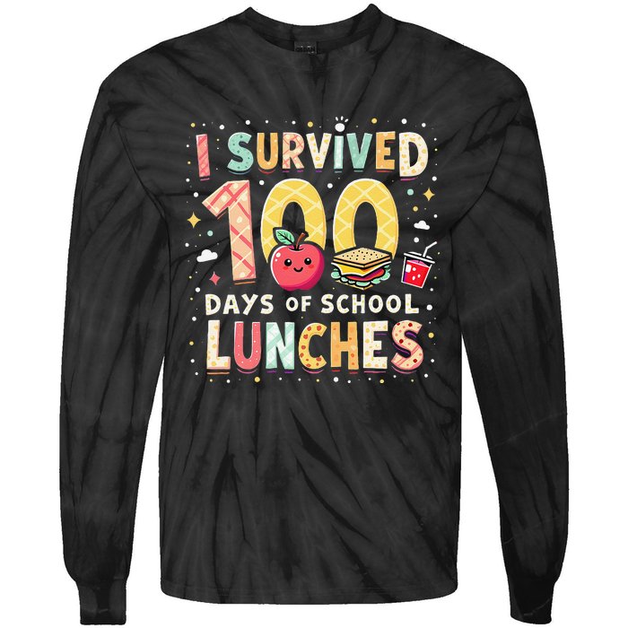 100 Days Of Lunch Woman School Cafeteria Worker Lunch Lady Gift Tie-Dye Long Sleeve Shirt