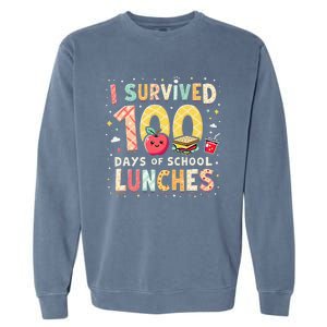 100 Days Of Lunch Woman School Cafeteria Worker Lunch Lady Gift Garment-Dyed Sweatshirt