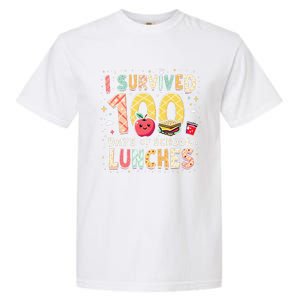 100 Days Of Lunch Woman School Cafeteria Worker Lunch Lady Gift Garment-Dyed Heavyweight T-Shirt