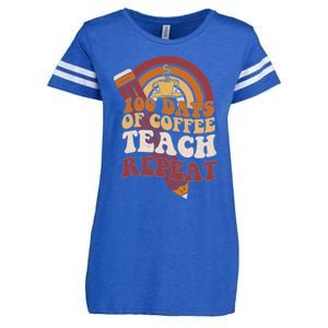 100 Days Of Coffee Teach Repeat 100th Day School Teacher Gift Enza Ladies Jersey Football T-Shirt