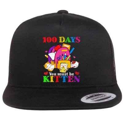100 Days Of School You Must Be Kitten Cat Lover Backpack Flat Bill Trucker Hat
