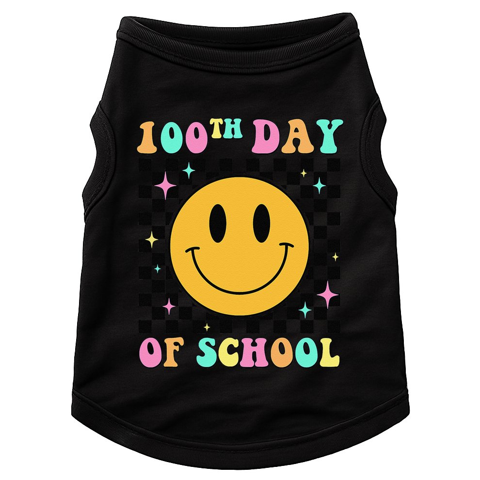 100th Day Of School Vibes Funny Smile Face 100 Days School Doggie Tank