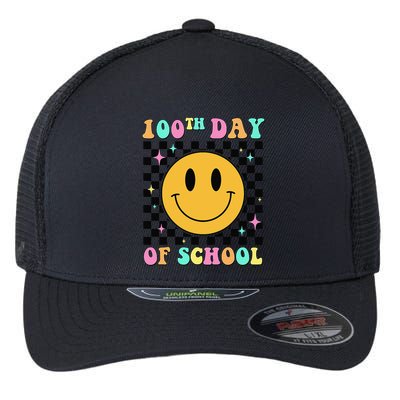 100th Day Of School Vibes Funny Smile Face 100 Days School Flexfit Unipanel Trucker Cap
