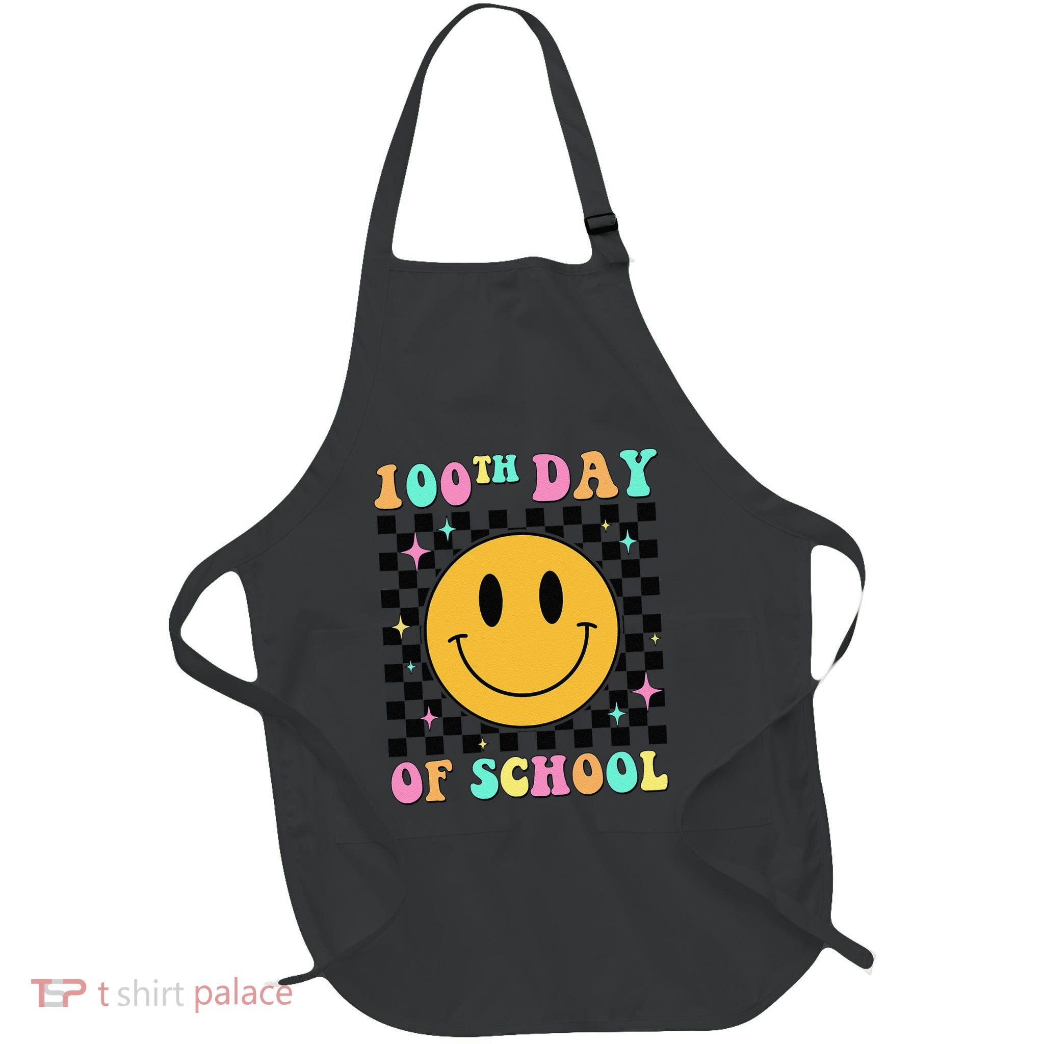 100th Day Of School Vibes Funny Smile Face 100 Days School Apron