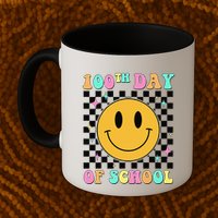 100th Day Of School Vibes Funny Smile Face 100 Days School Mug