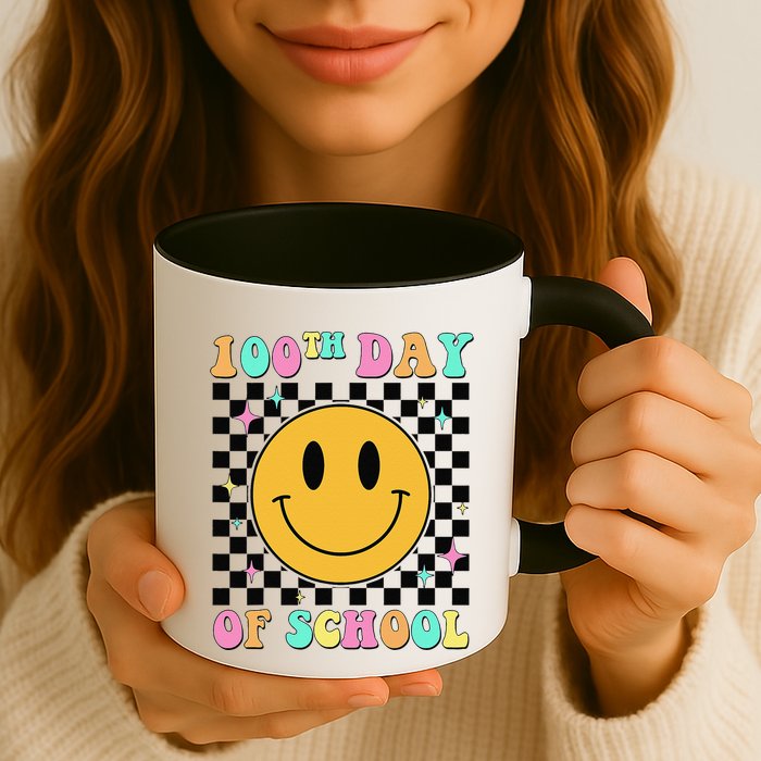 100th Day Of School Vibes Funny Smile Face 100 Days School Mug