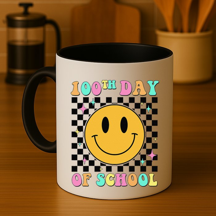100th Day Of School Vibes Funny Smile Face 100 Days School Mug