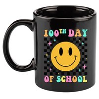 100th Day Of School Vibes Funny Smile Face 100 Days School 11oz C Handle Ceramic Mug