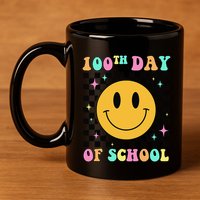 100th Day Of School Vibes Funny Smile Face 100 Days School 11oz C Handle Ceramic Mug