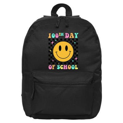 100th Day Of School Vibes Funny Smile Face 100 Days School 16 in Basic Backpack