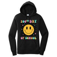 100th Day Of School Vibes Funny Smile Face 100 Days School Women's Pullover Hoodie