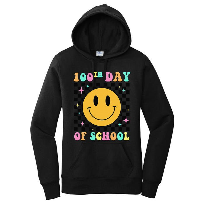 100th Day Of School Vibes Funny Smile Face 100 Days School Women's Pullover Hoodie