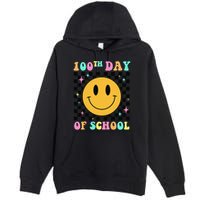 100th Day Of School Vibes Funny Smile Face 100 Days School Premium Pullover Hoodie