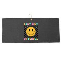 100th Day Of School Vibes Funny Smile Face 100 Days School Large Microfiber Waffle Golf Towel