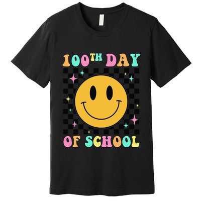 100th Day Of School Vibes Funny Smile Face 100 Days School Premium T-Shirt