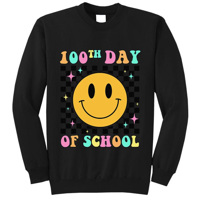 100th Day Of School Vibes Funny Smile Face 100 Days School Tall Sweatshirt